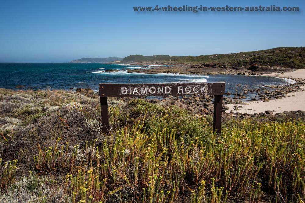 Diamond Rock sign Peaceful Bay.